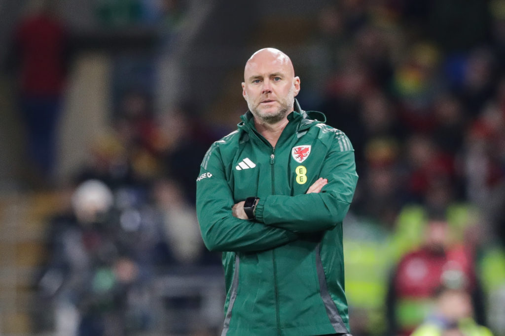 Coach Rob Page of Wales seen during the UEFA European Championship play-off match against Poland