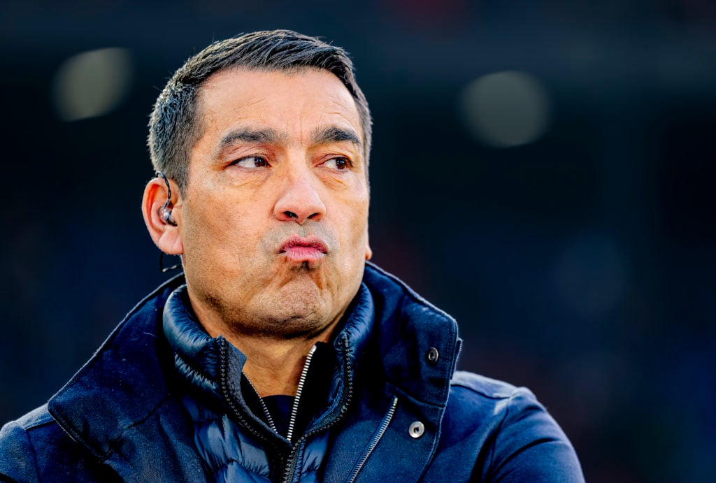 Giovanni van Bronckhorst on punditry duty during the UEFA Champions League last-16 match between Feyenoord and Inter Milan at De Kuip.