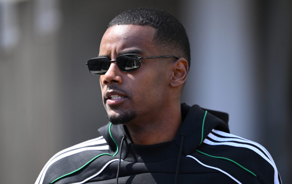 Alexander Isak pictured before a Premier League game between Newcastle and Everton.