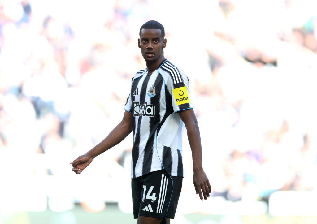 Alexander Isak of Newcastle United in action during the Premier League match against Everton at St James' Park.