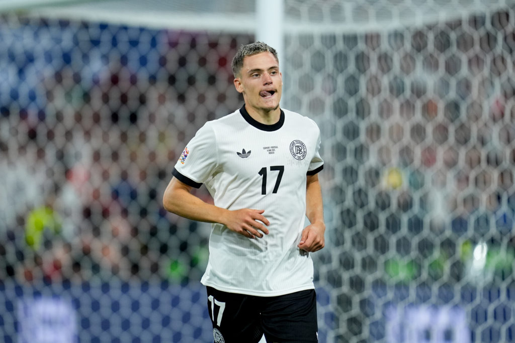 Florian Wirtz of Germany celebrates scoring in the UEFA Nations League semi-final against Portugal.