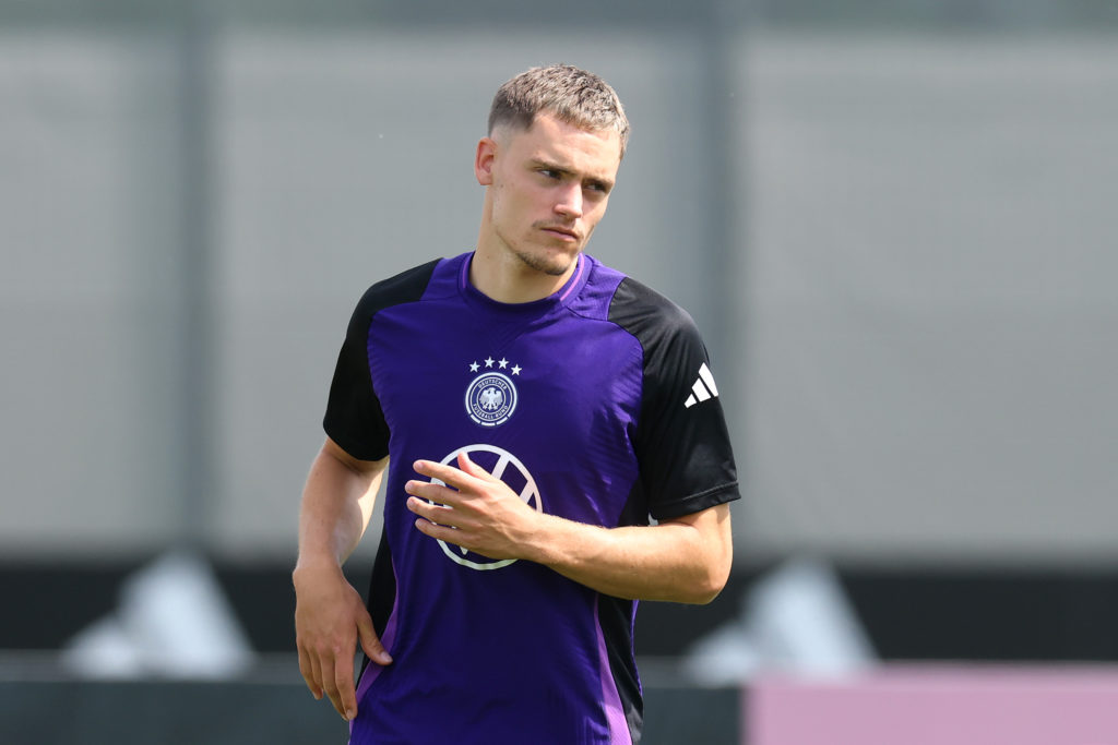 Florian Wirtz pictured during a training session for Germany.