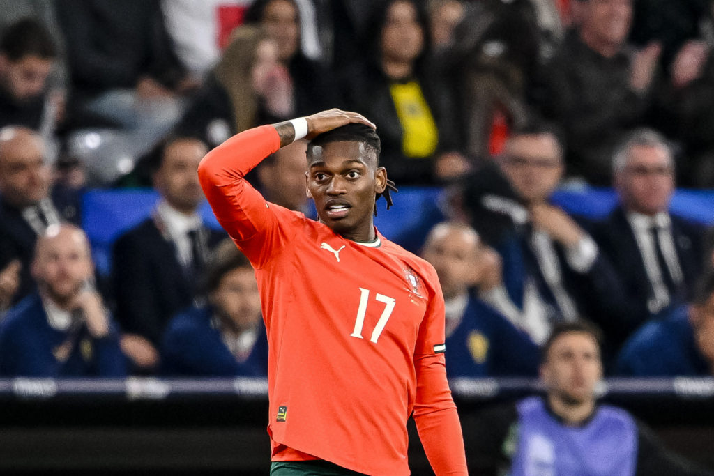 Rafael Leao of Portugal reacts during the UEFA Nations League final against Spain.