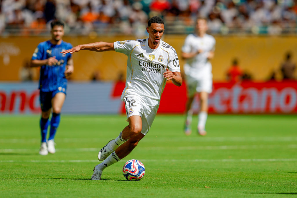 Trent Alexander-Arnold on the ball for Real Madrid in the FIFA Club World Cup against Al Hilal.