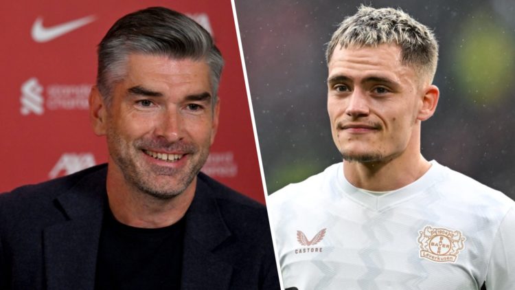 Richard Hughes at a Liverpool press conference at the AXA Training Centre. Florian Wirtz of Bayer 04 Leverkusen during the Bundesliga match between...