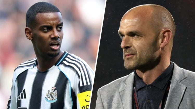 Left: Alexander Isak pictured in action for Newcastle during their Premier League game against Everton. Right: Former Liverpool ace Danny Murphy pi...