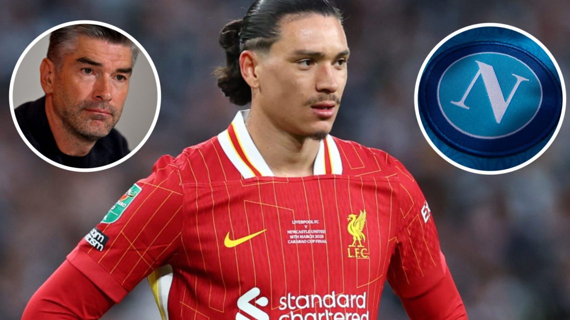 Liverpool's Darwin Nunez stands with his hands on his hips during the 2025 Carabao Cup final at Wembley. Richard Hughes during his unveiling press ...