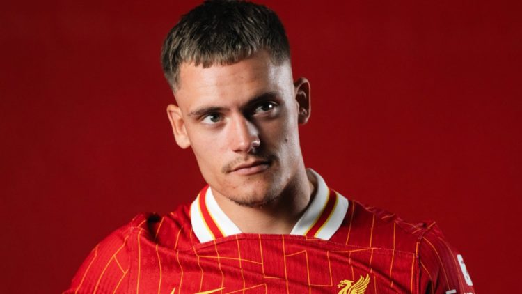 Florian Wirtz being announced as a new Liverpool player