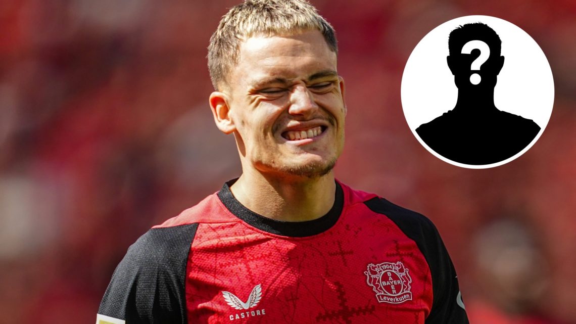 Florian Wirtz in action for Bayer Leverkusen in the Bundesliga next to a mystery player inset