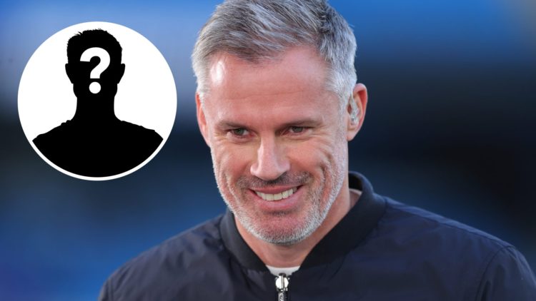 Main: Jamie Carragher working for Sky Sports ahead of Manchester City vs Wolves. Inset: a mystery player.