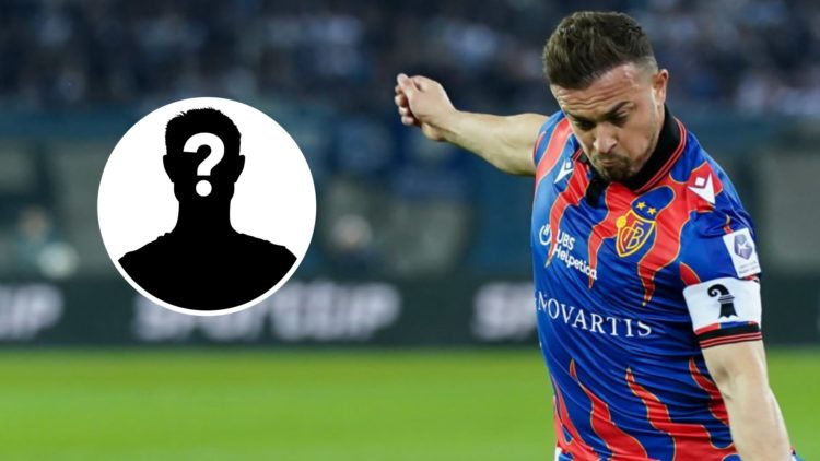 Main: Xherdan Shaqiri pictured in action for Basel. Insert: Mystery player.