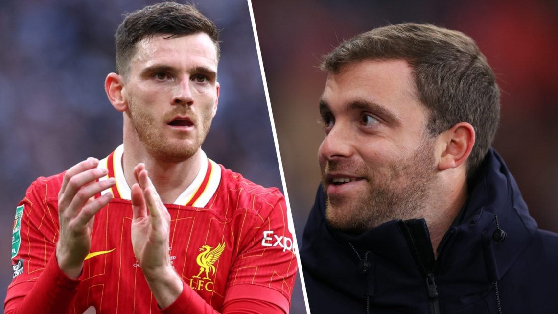 Andrew Robertson of Liverpool reacts during the Carabao Cup Final between Liverpool and Newcastle United at Wembley Stadium. Football journalist Fa...