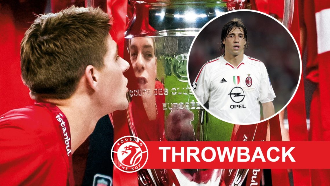 Steven Gerrard kisses the Champions League trophy after Liverpool beat AC Milan in the 2005 final. Hernan Crespo of AC Milan in action against Live...