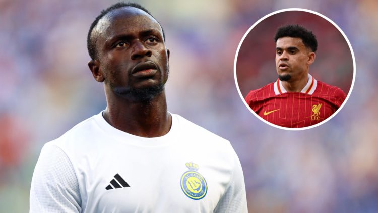 Main: Sadio Mane during pre-season game for Al-Nassr against FC Porto. Inset: Luis Diaz look on during game between Liverpool and Arsenal at Anfield.
