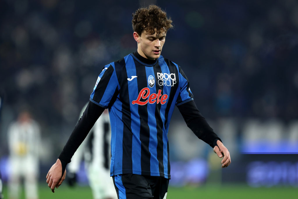 Giorgio Scalvini of Atalanta in action during the Serie A match against Juventus at the Stadio Grande.
