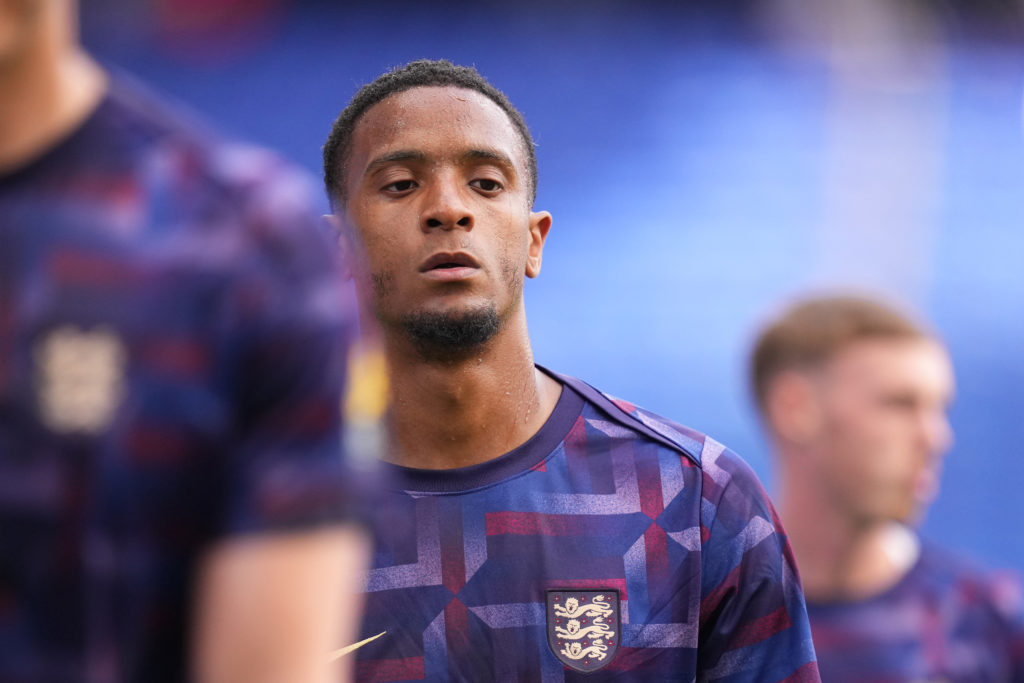 Ezri Konsa pictured playing for England in their World Cup qualifiers.