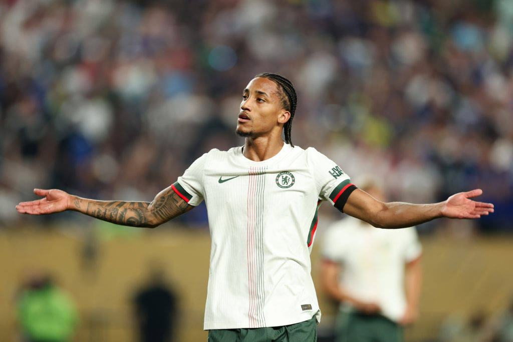 Joao Pedro of Chelsea FC acknowledges the crowd following the FIFA Club World Cup 2025 quarter final match between SE Palmeiras and Chelsea FC