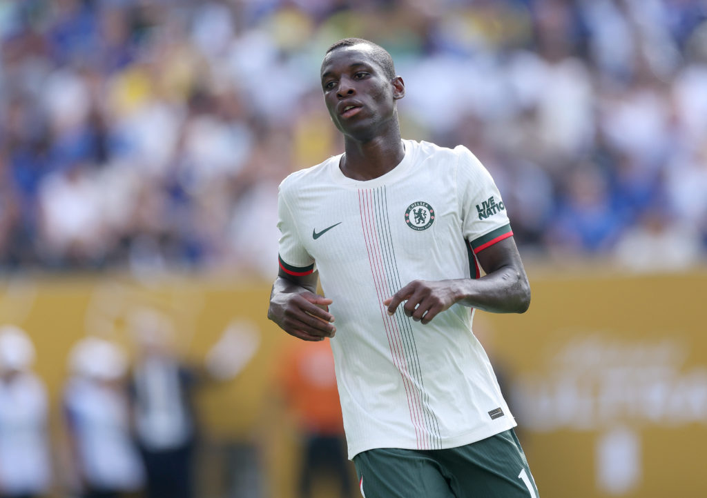 Nicolas Jackson of Chelsea FC during the FIFA Club World Cup 2025 semi-final match between Fluminense FC and Chelsea FC at MetLife Stadium