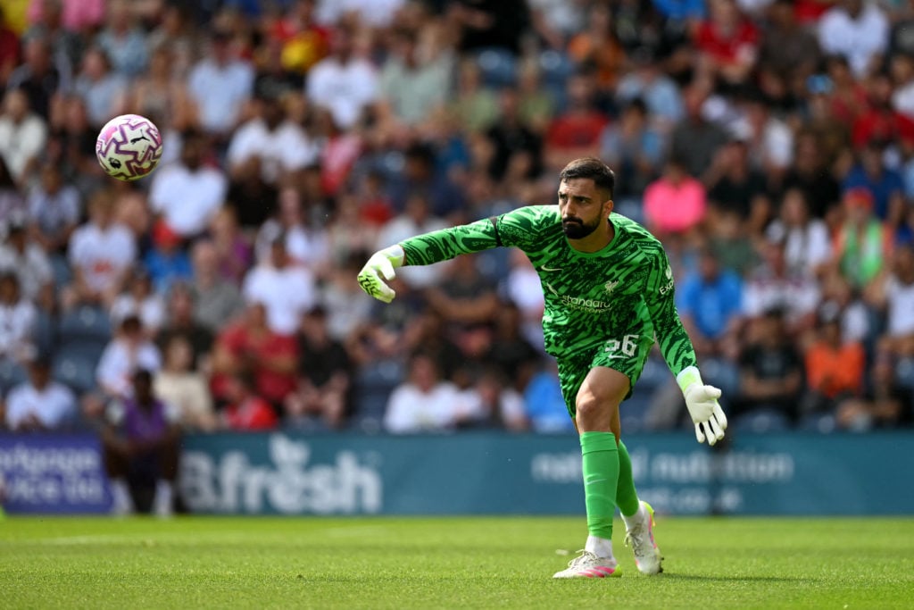 Liverpool goalkeeper Giorgi Mamardasvhili in action during the pre-season friendly against Preston North End.