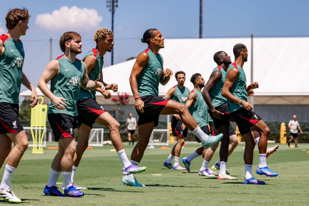 Liverpool during a pre-season training session at Japan Football Association Yume on July 29, 2025 in Tokyo, Japan