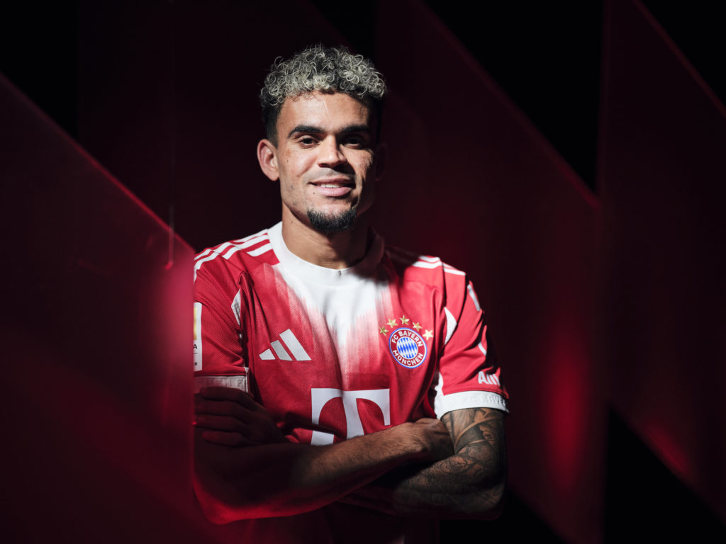 Luis Diaz poses for a portrait after he signed a contract with FC Bayern