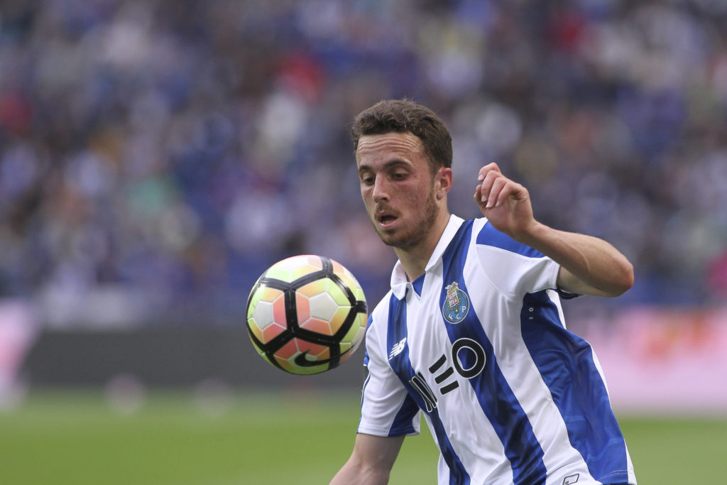FC Porto forward Diogo Jota on the ball during the Primeira Liga match against Pacos de Ferreira at the Estadio Dragao.
