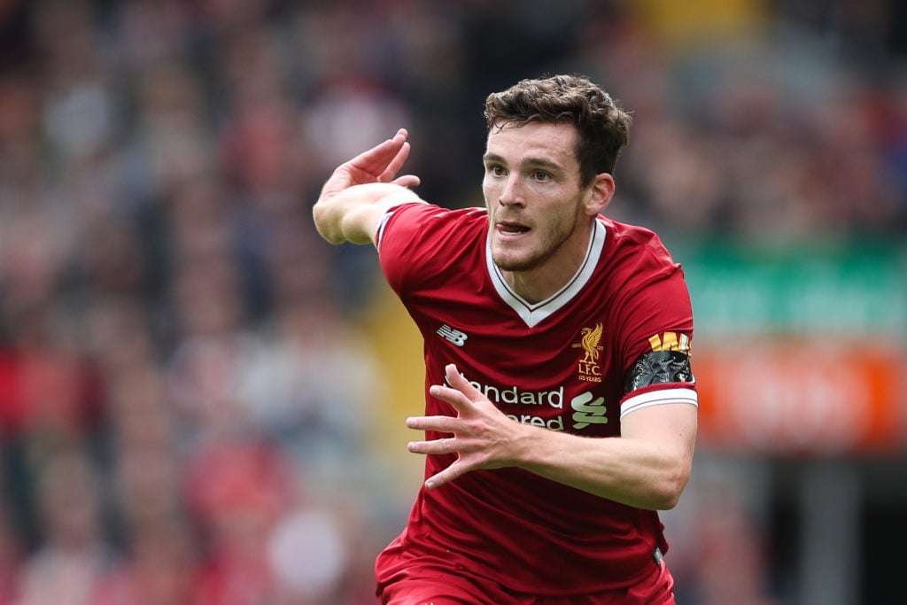 Andy Robertson of Liverpool in action during the Premier League match against Crystal Palace at Anfield.