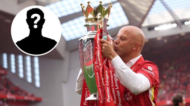 Arne Slot, Manager of Liverpool, kisses the Premier League trophy, as Liverpool are crowned the Champions of the Premier League for the 2024/25 Sea...