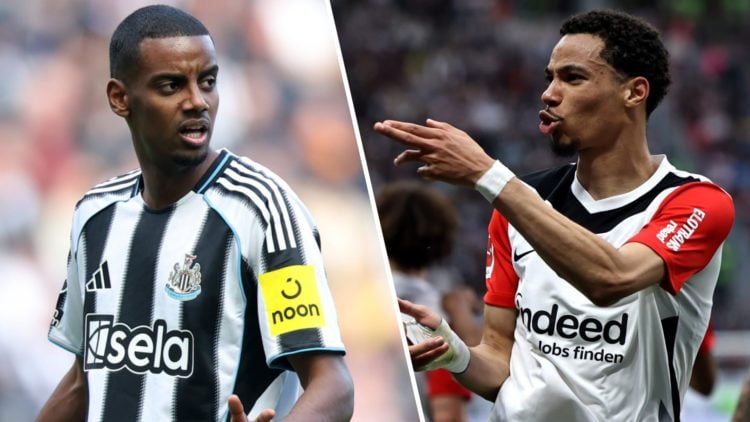 Alexander Isak of Newcastle United reacts during the Premier League match between Newcastle United FC and Everton FC at St James' Park. Hugo Ekitik...