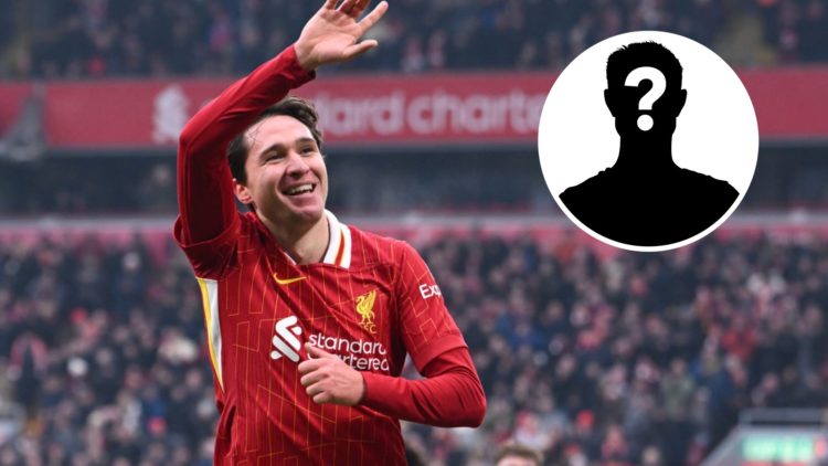 Federico Chiesa of Liverpool celebrates scoring his team's fourth goal during the Emirates FA Cup Third Round match between Liverpool and Accringto...
