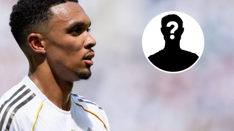 Main: Trent Alexander-Arnold during his debut for Real Madrid. Insert: Mystery Player.