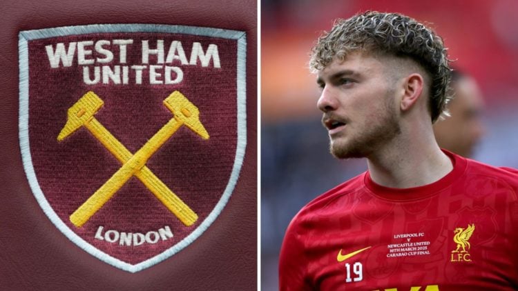 The West Ham United badge as seen on the manager's seat ahead of the Premier League match against Southampton at the London Stadium. Harvey Elliott...