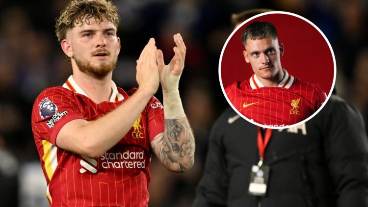 Harvey Elliott applauds fans after Liverpool's Premier League game against Brighton & Hove Albion at the Amex Stadium. Florian Wirtz poses for pict...