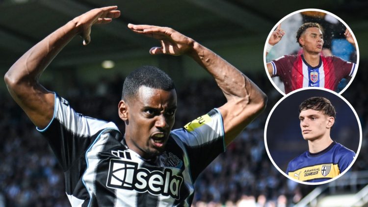 Newcastle United's Swedish striker #14 Alexander Isak reacts after a missed chance during the English Premier League football match between Newcast...