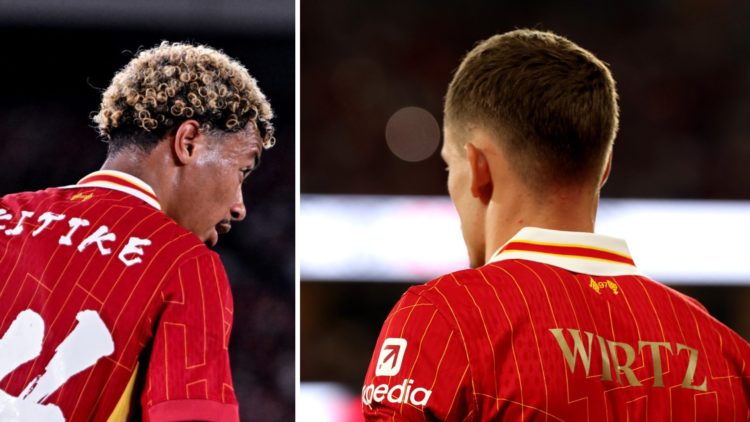 Hugo Ekitike in action for Liverpool during their pre-season friendly against Yokohama F. Marinos. Florian Wirtz walks out before Liverpool against...