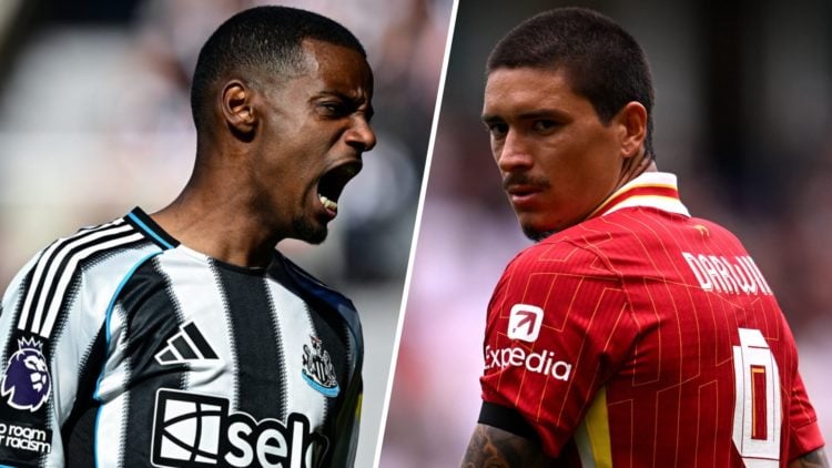 Alexander Isak of Newcastle United (14) during the Premier League match between Newcastle United FC and Everton FC at St James' Park. Darwin Nunez ...