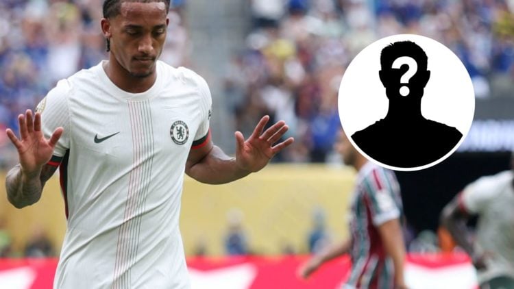 Main: Joao Pedro pictured playing for Chelsea during his debut game. Insert: Mystery player.