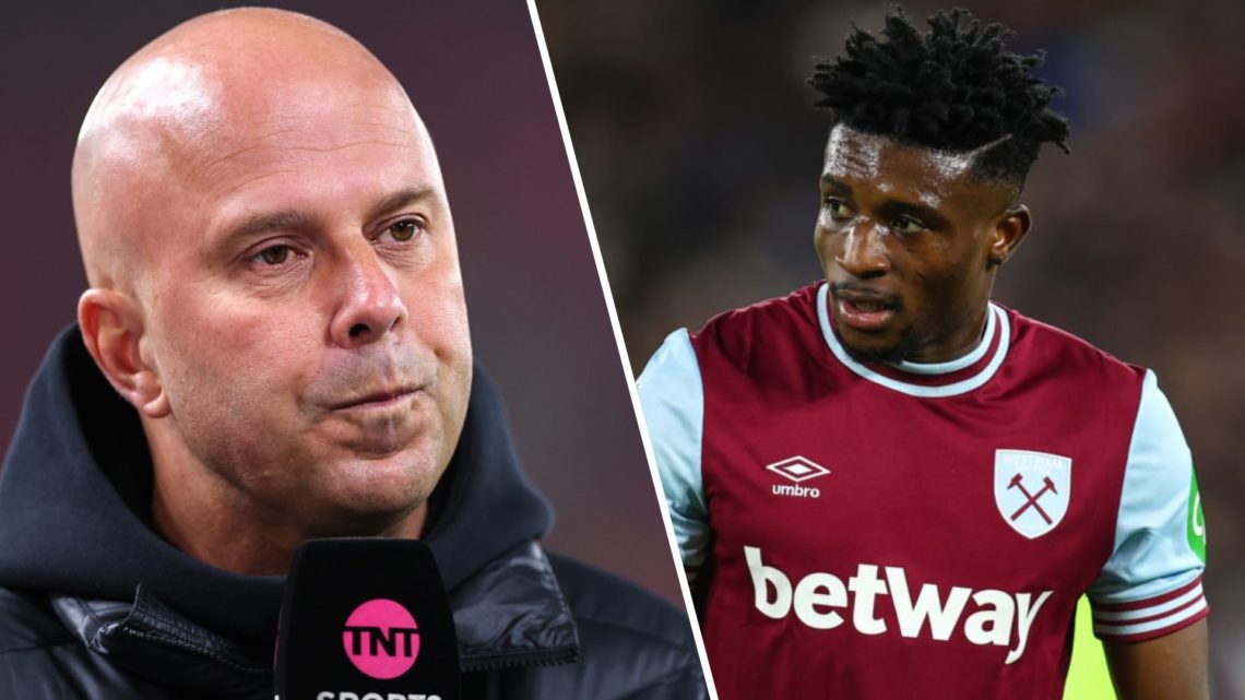 Arne Slot manager, head coach of Liverpool, interviewed by TNT Sports ahead of the Premier League match between Liverpool FC and Aston Villa FC at ...