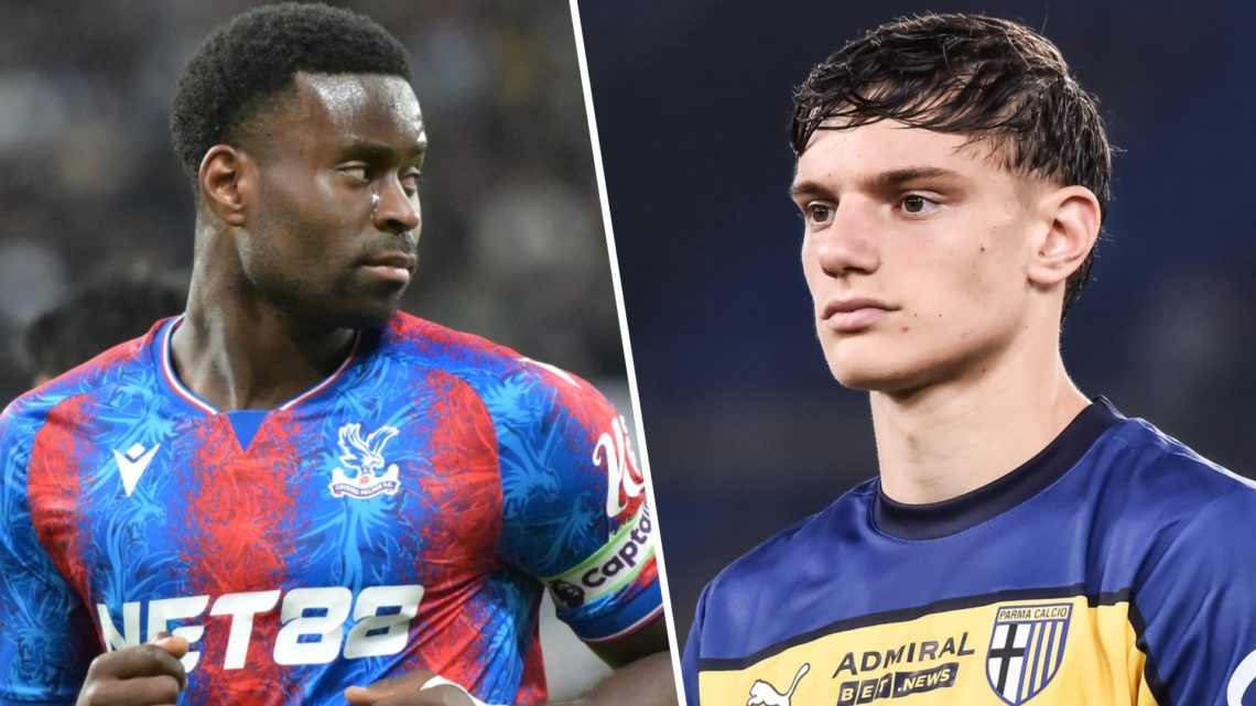 Left: Marc Guehi pictured playing for Crystal Palace. Right: Giovanni Leoni in action for Parma.