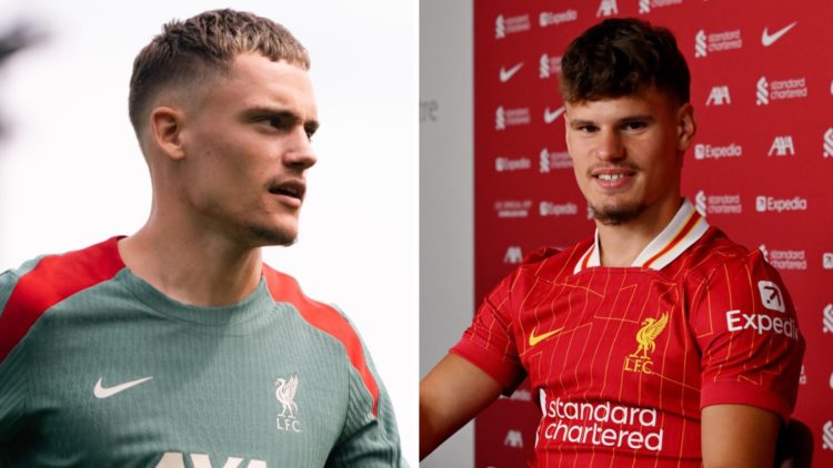 Florian Wirtz being put through his paces at the AXA Training Centre ahead of his move to Liverpool. Milos Kerkez smiles as he poses during his unv...