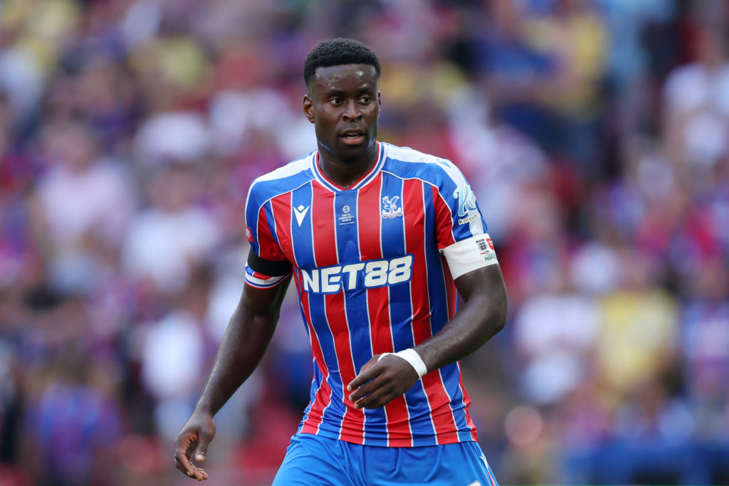 Marc Guehi in action for Crystal Palace during the Community Shield against Liverpool