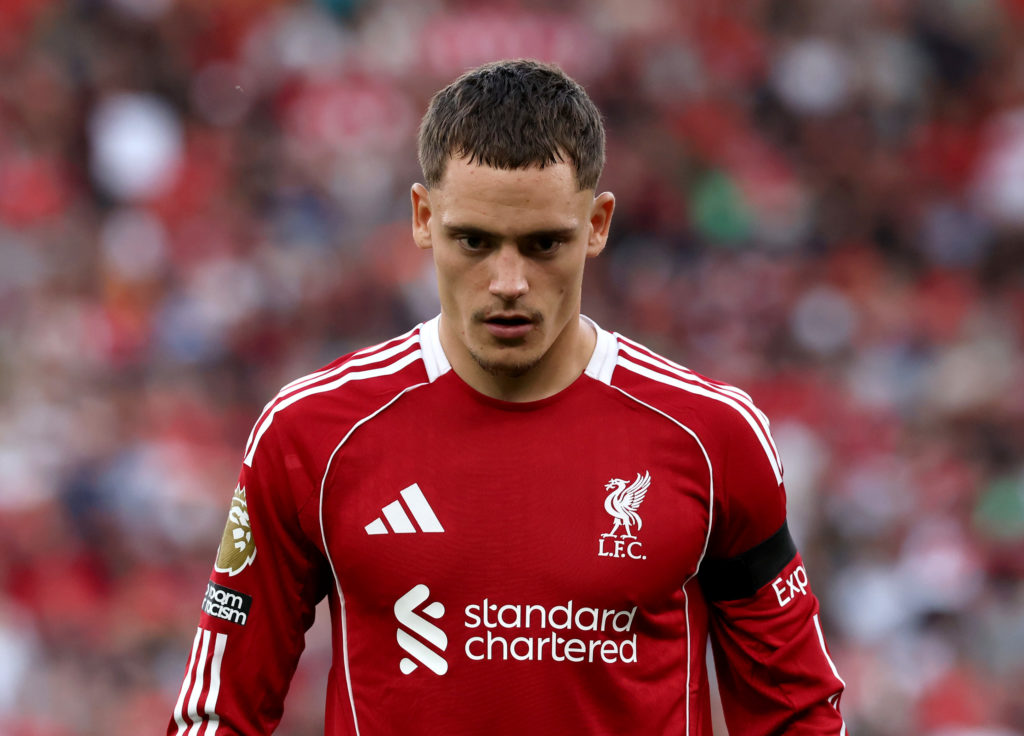 Florian Wirtz looks on during the Premier League match between Liverpool and Bournemouth at Anfield