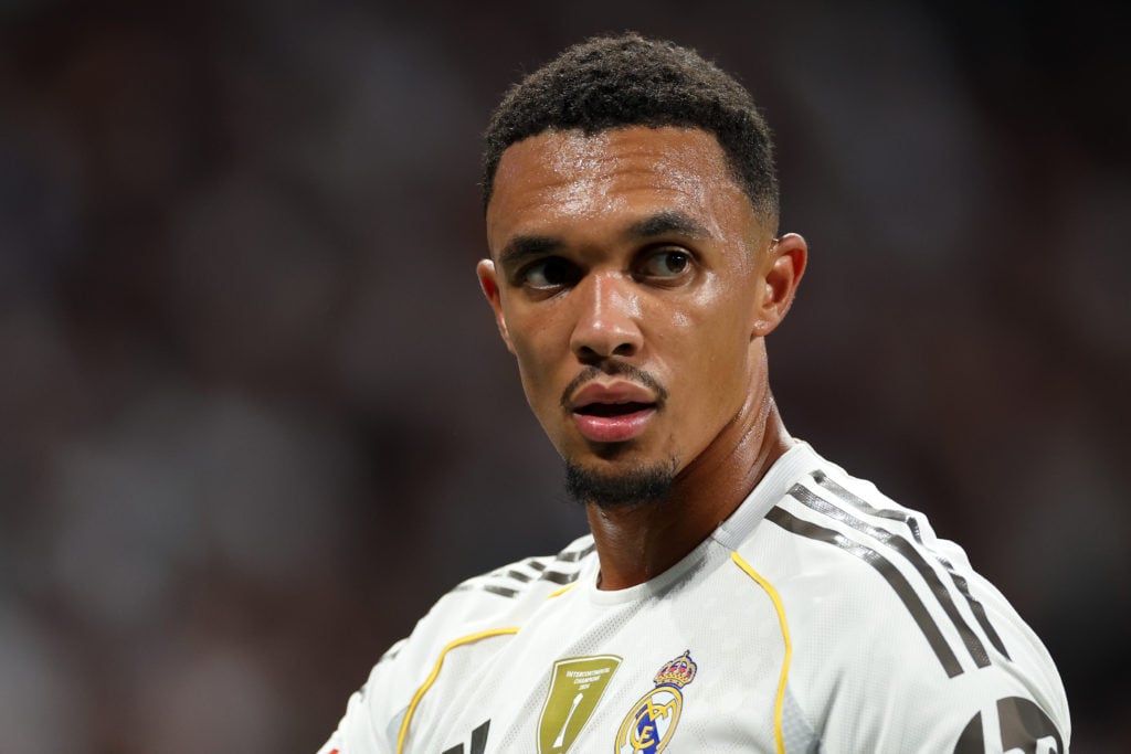Real Madrid's Trent Alexander-Arnold in action during the La Liga match against Osasuna.