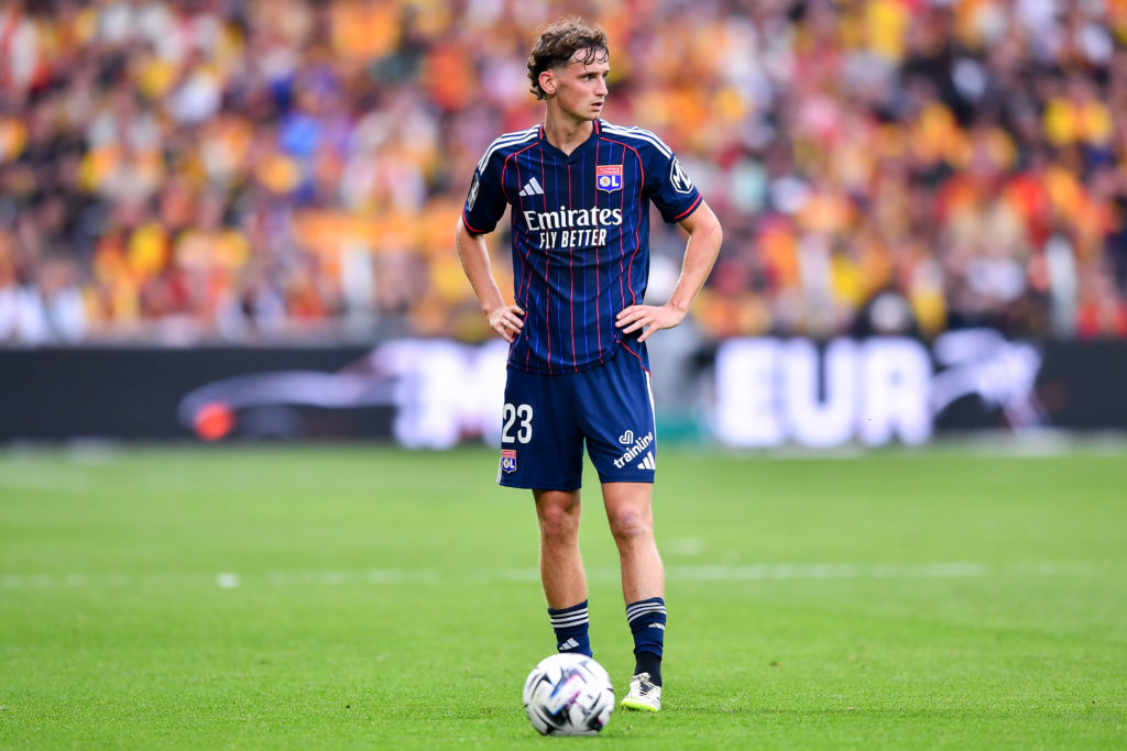 Tyler Morton pictured playing for Ligue 1 side Olympique Lyon.