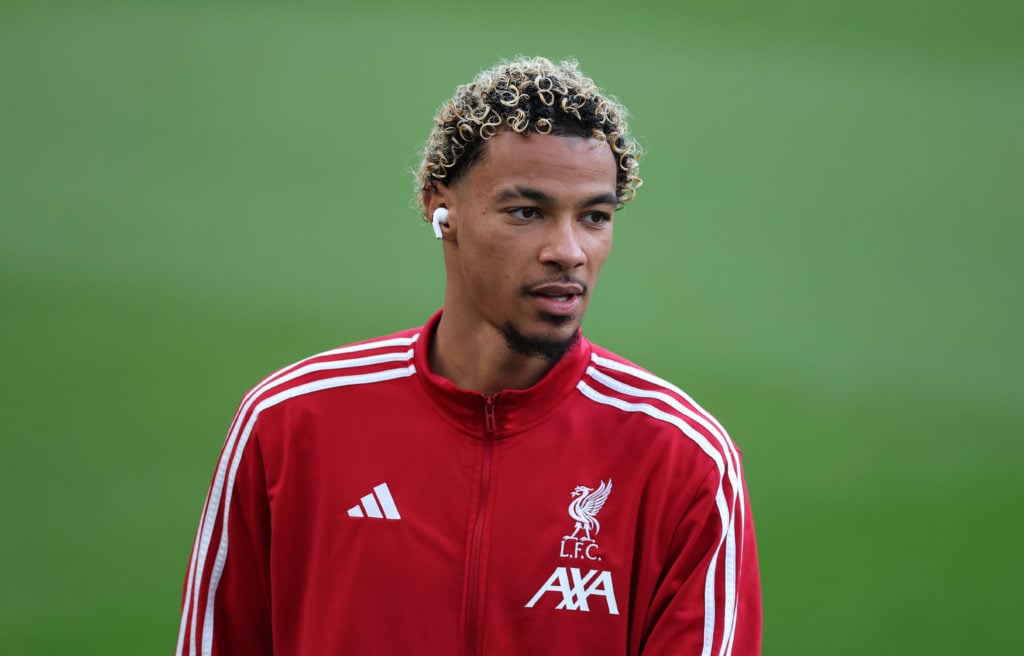 Hugo Ekitike walks out ahead of Liverpool's Premier League match against Newcastle United at St James' Park in the Premier League