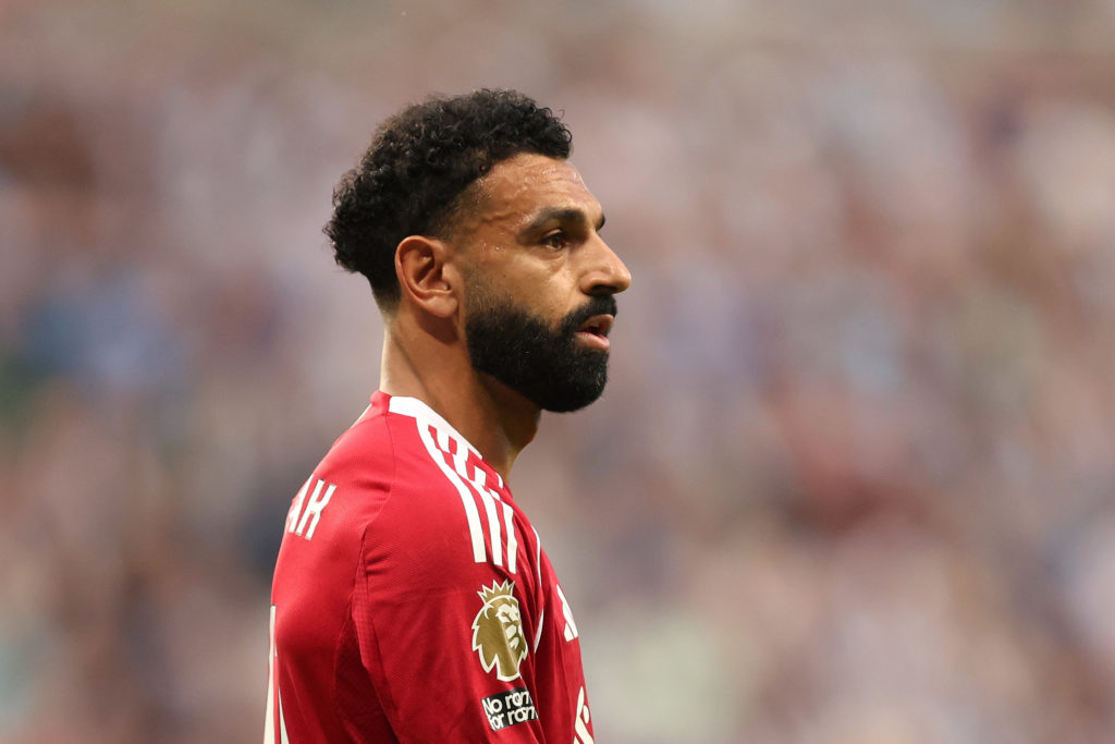 Mohamed Salah of Liverpool looks on during the Premier League match between Newcastle United and Liverpool at St James' Park