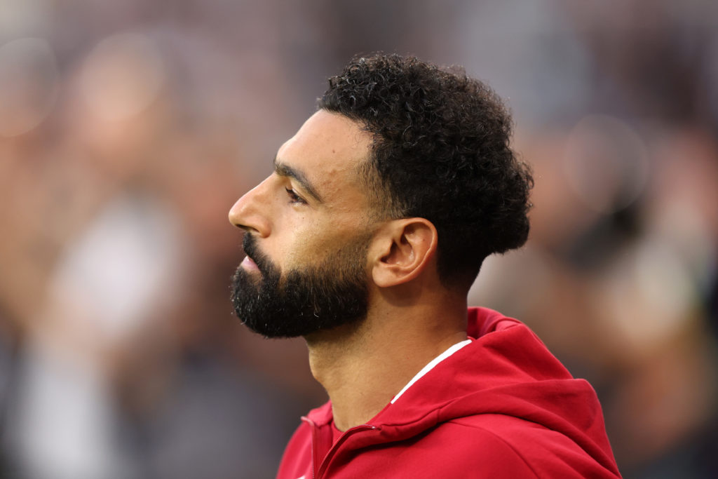 Mohamed Salah walks out at St James' Park ahead of Liverpool's Premier League match against Newcastle United