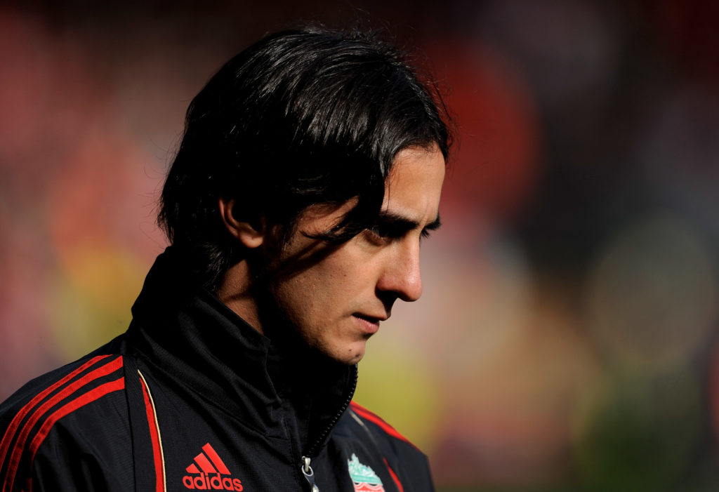 Liverpool midfielder Alberto Aquilani looks on ahead of the Premier League match against Sunderland at Anfield.