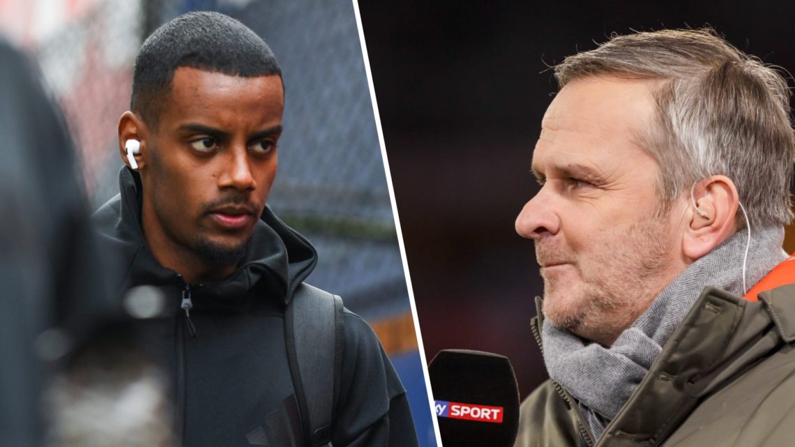 Left: Alexander Isak walking to a stadium ahead of a game for Newcastle. Right: Dietmar Hamann presenting for Sky Sports.
