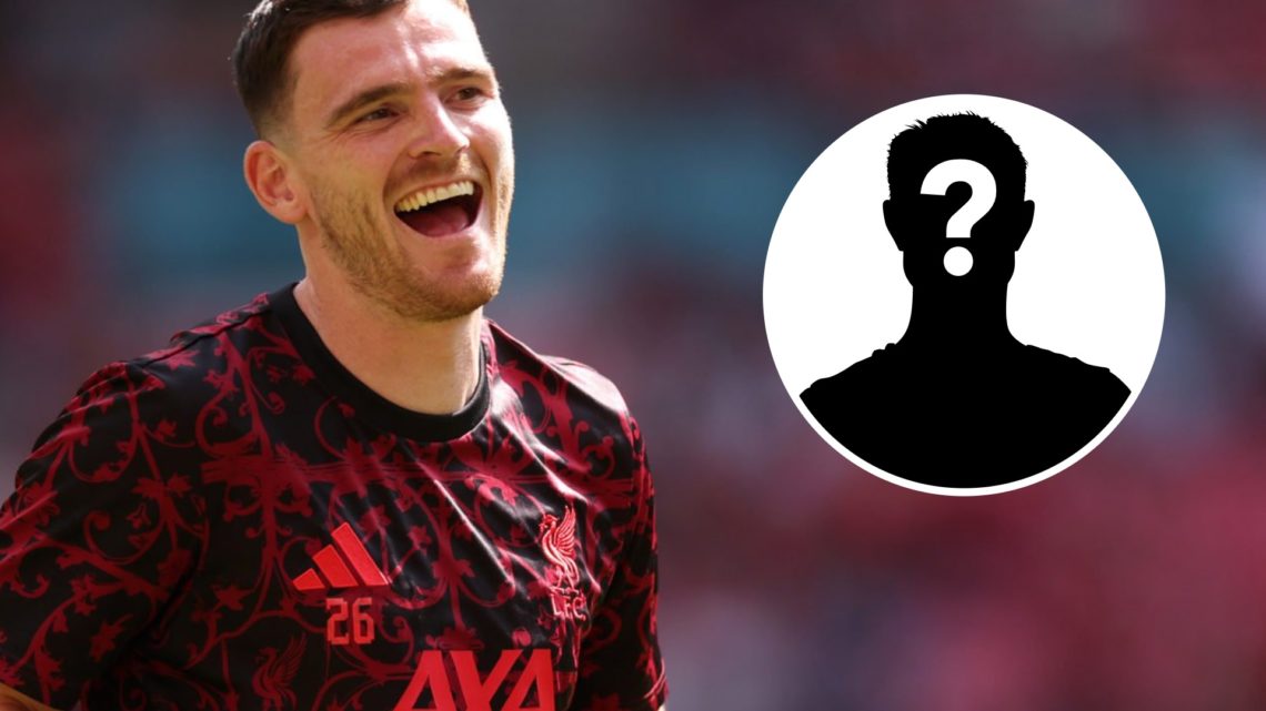 Liverpool's Andy Robertson laughs as he warms up ahead of the Community Shield match with Crystal Palace at Wembley Stadium